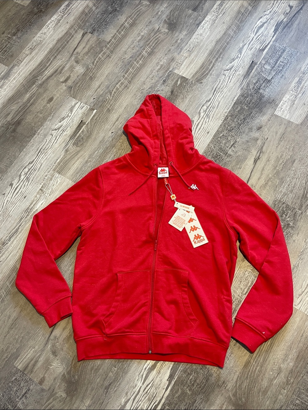 Kappa Red Full-Zip Hoodie with Logo Patch